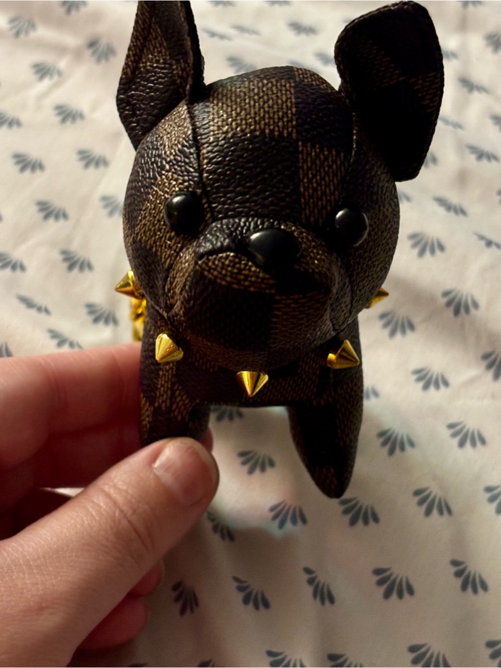 New Brown Check Plush Dog Keychain - Picture 2 of 7